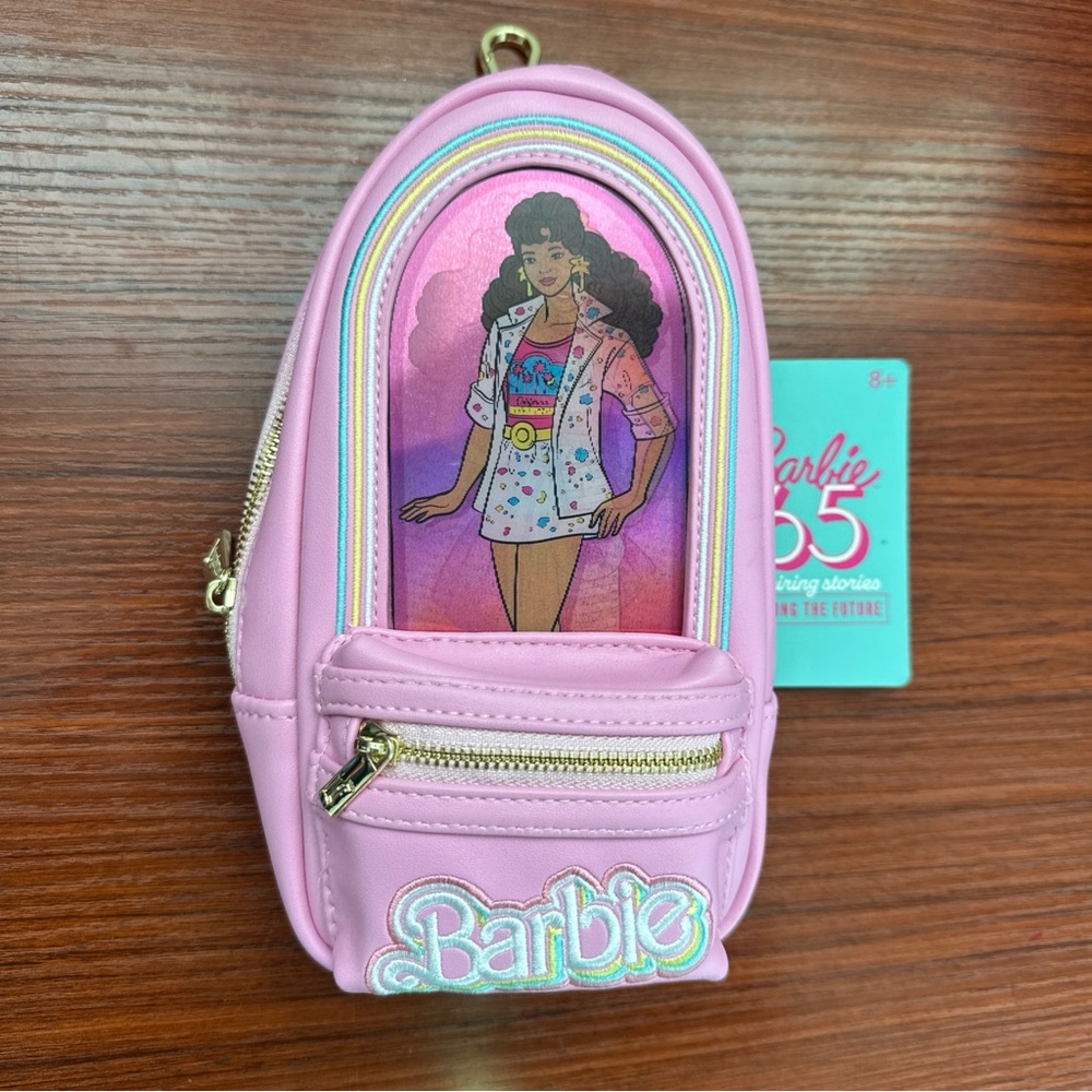 Loungefly Barbie 65th Anniversary Pink Mini Backpack Lenticular Pencil Case - Picture 2 of 14